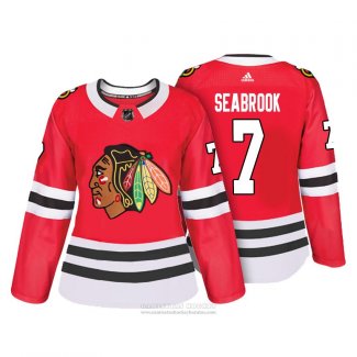 Camiseta Hockey Mujer Chicago Blackhawks 7 Brent Seabrook Autentico Jugador Rojo