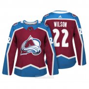 Camiseta Hockey Mujer Colorado Avalanche 22 Colin Wilson Autentico Jugador Maroon