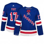 Camiseta Hockey Mujer New York Rangers 17 Jesper Fast Adizero Jugador Primera Azul