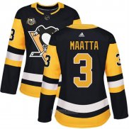 Camiseta Hockey Mujer Pittsburgh Penguins 3 Olli Maatta 50 Aniversario Primera Premier Negro