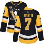 Camiseta Hockey Mujer Pittsburgh Penguins 7 Paul Martin 50 Aniversario Primera Premier Negro