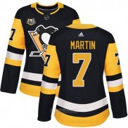 Camiseta Hockey Mujer Pittsburgh Penguins 7 Paul Martin 50 Aniversario Primera Premier Negro