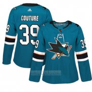 Camiseta Hockey Mujer San Jose Sharks 39 Logan Couture Primera Adizero Jugador Verde