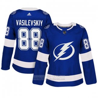 Camiseta Hockey Mujer Tampa Bay Lightning 88 Andrei Vasilevskiy Primera Adizero Jugador Azul