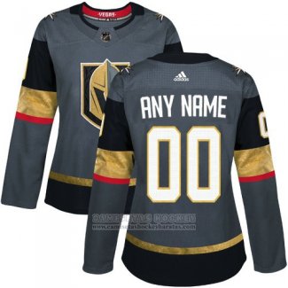 Camiseta Hockey Mujer Vegas Golden Knights Primera Personalizada Gris