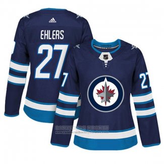 Camiseta Hockey Mujer Winnipeg Jets 27 Nikolaj Ehlers Adizero Jugador Primera Azul