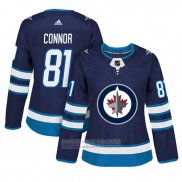 Camiseta Hockey Mujer Winnipeg Jets 81 Kyle Connor Adizero Jugador Primera Azul