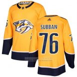 Camiseta Hockey Nashville Predators 76 P.k Subban Amarillo Primera Autentico Stitched