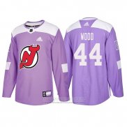 Camiseta Hockey New Jersey Devils Miles Wood 2018 Fights Cancer Violeta