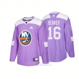 Camiseta Hockey New York Islanders 16 Steve Bernier Autentico 2018 Fights Cancer Violeta