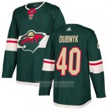 Camiseta Hockey Nino Minnesota Wild 40 Devan Dubnyk Verde Primera Autentico Stitched