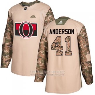 Camiseta Hockey Nino Ottawa Senators 41 Craig Anderson Camuflaje Autentico 2017 Dia De Los Veteranos Stitched