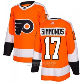 Camiseta Hockey Nino Philadelphia Flyers 17 Wayne Simmonds Naranja Primera Autentico Stitched