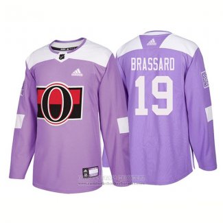 Camiseta Hockey Ottawa Senators 19 Derick Brassard Autentico 2018 Fights Cancer Violeta