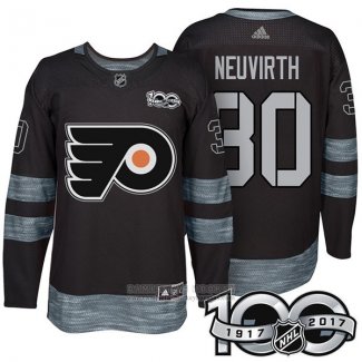 Camiseta Hockey Philadelphia Flyers 30 Michal Neuvirth 2017 100 Aniversario Negro