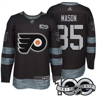 Camiseta Hockey Philadelphia Flyers 35 Steve Mason 2017 100 Aniversario Negro