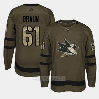 Camiseta Hockey San Jose Sharks Justin Braun Camuflaje Salute To Service