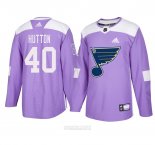 Camiseta Hockey St. Louis Blues 40 Carter Hutton 2018 Fights Cancer Violeta