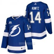 Camiseta Hockey Tampa Bay Lightning 14 Chris Kunitz Autentico Primera 2018 Azul