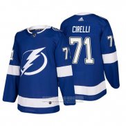 Camiseta Hockey Tampa Bay Lightning Anthony Cirelli Primera Autentico Jugador Azul