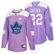 Camiseta Hockey Toronto Maple Leafs Nikita Zaitsev 2018 Fights Cancer Violeta