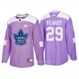 Camiseta Hockey Toronto Maple Leafs William Nylander 2018 Fights Cancer Violeta