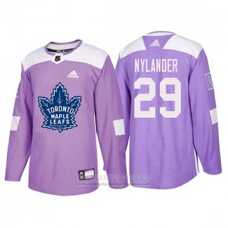 Camiseta Hockey Toronto Maple Leafs William Nylander 2018 Fights Cancer Violeta