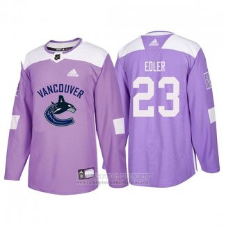 Camiseta Hockey Vancouver Canucks Alexander Edler 2018 Fights Cancer Violeta