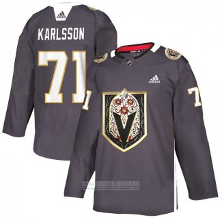 Camiseta Hockey Vegas Golden Knights William Karlsson Dia De Los Muertos Gris