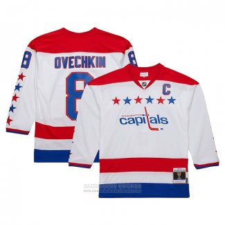 Camiseta Hockey Washington Capitals Alexander Ovechkin Mitchell & Ness 2012-13 Alterno Captain Azul Line Blanco