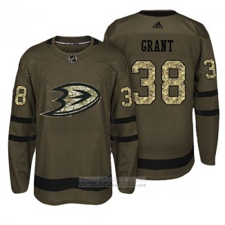 Camiseta Hockey Anaheim Ducks 38 Derek Grant Verde Militar