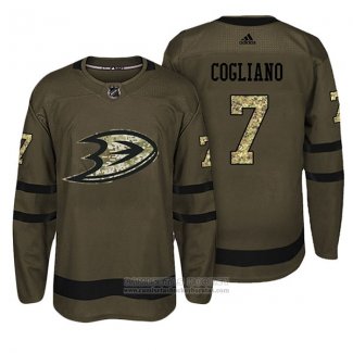 Camiseta Hockey Anaheim Ducks 7 Andrew Cogliano Verde Militar