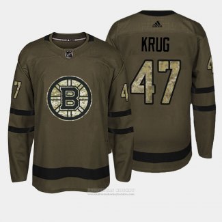 Camiseta Hockey Boston Bruins 47 Torey Krug Verde Salute To Service