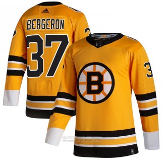 Camiseta Hockey Boston Bruins Patrice Bergeron Reverse Retro Autentico 2020-21 Amarillo