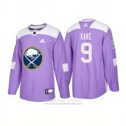 Camiseta Hockey Buffalo Sabres 9 Evander Kane Autentico 2018 Fights Cancer Violeta