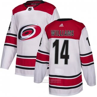 Camiseta Hockey Carolina Hurricanes 14 Justin Williams 2019-20 Segunda Autentico Blanco