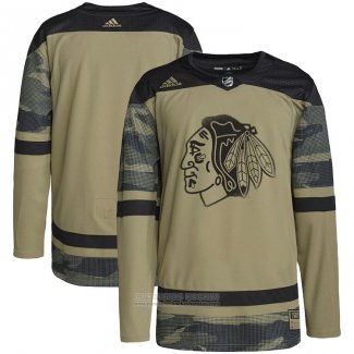 Camiseta Hockey Chicago Blackhawks Military Appreciation Team Autentico Practice Camuflaje