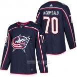 Camiseta Hockey Columbus Blue Jackets 70 Joonas Korpisalo Autentico Primera 2018 Azul