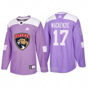 Camiseta Hockey Florida Panthers Derek Mackenzie 2018 Fights Cancer Violeta