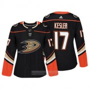 Camiseta Hockey Mujer Anaheim Ducks 17 Ryan Kesler Autentico Jugador Negro