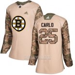 Camiseta Hockey Mujer Boston Bruins 25 Brandon Carlo Autentico 2017 Dia De Los Veteranos Stitched Camuflaje