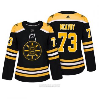 Camiseta Hockey Mujer Boston Bruins 73 Charlie Mcavoy Bruins Autentico Jugador Negro