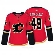 Camiseta Hockey Mujer Calgary Flames 49 Hunter Shinkaruk Autentico Jugador Rojo