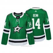 Camiseta Hockey Mujer Dallas Stars 14 Jamie Benn Autentico Jugador Verde