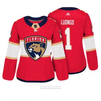 Camiseta Hockey Mujer Florida Panthers 1 Roberto Luongo Autentico Jugador Rojo