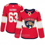 Camiseta Hockey Mujer Florida Panthers 63 Evgenii Dadonov Adizero Jugador Primera Rojo