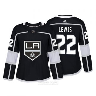 Camiseta Hockey Mujer Los Angeles Kings 22 Trevor Lewis Autentico Jugador Negro