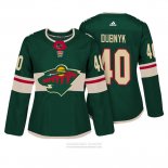 Camiseta Hockey Mujer Minnesota Wild 40 Devan Dubnyk Autentico Jugador Verde