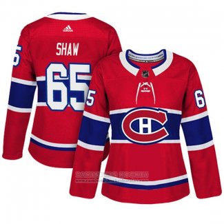 Camiseta Hockey Mujer Montreal Canadiens 65 Andrew Shaw Adizero Jugador Primera Rojo