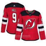 Camiseta Hockey Mujer New Jersey Devils 9 Taylor Hall Adizero Jugador Primera Rojo